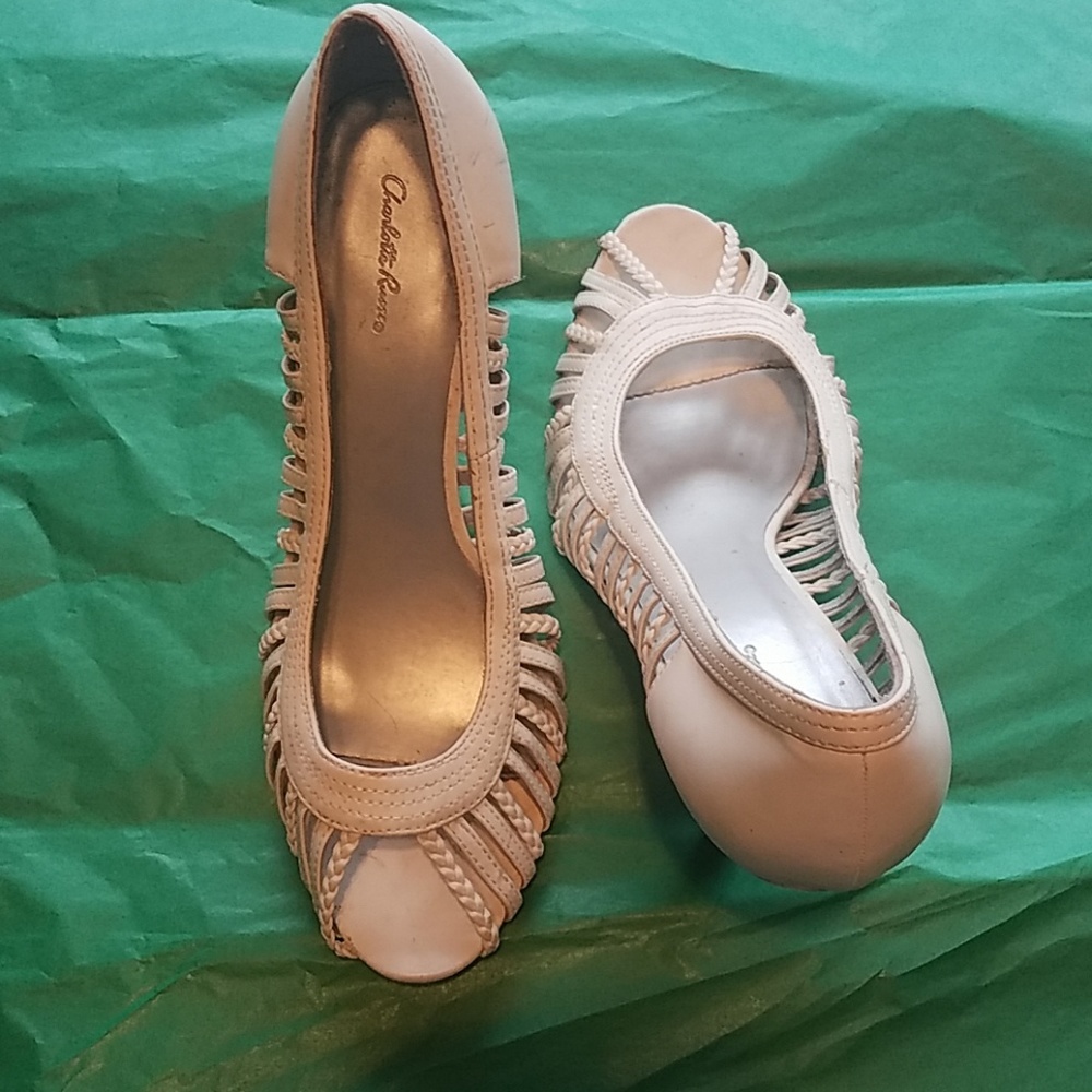 open toe white heels